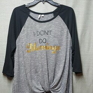 CATO XL Black Gray Knot Boyfriend Tee Baseball